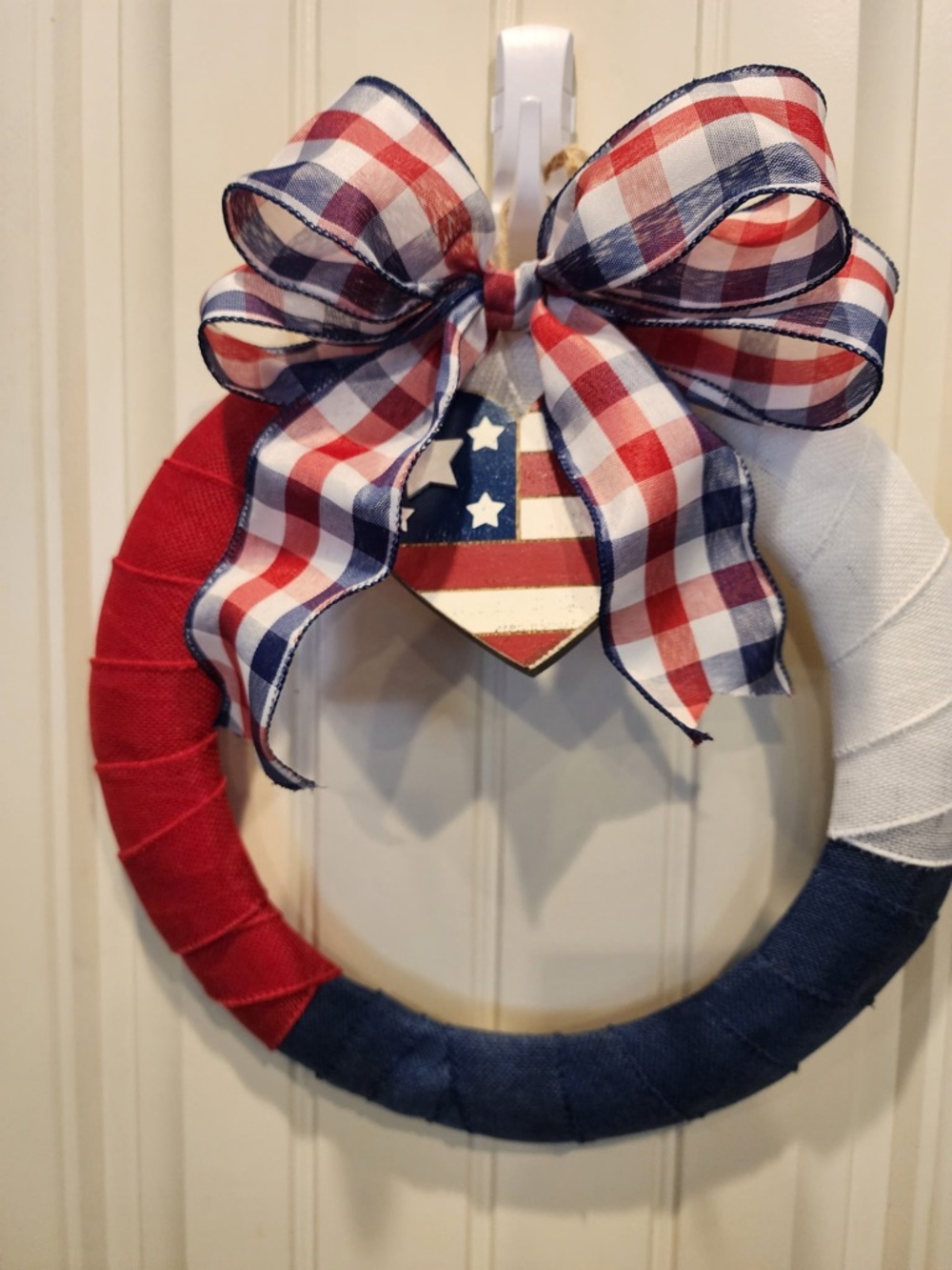 Patriotic Red, White & Blue Check Bow & 
Custom Wreaths